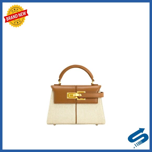 Vegan Leather Top Handle Bag Crossbody Adjustable Strap Elegant Minimal Chic